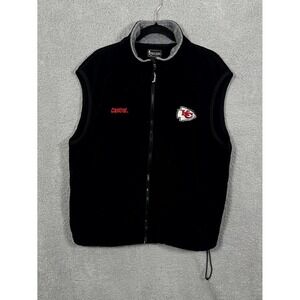 VTG NFL Spotlight Castrol Kansas City Chiefs Football Vest Mens XL Black Fleece